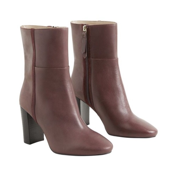 Boden Shoes - Boden Leather Ankle Heeled Boots Booties EU40 US9 Wine Burgundy NWOB *NEW Maroon